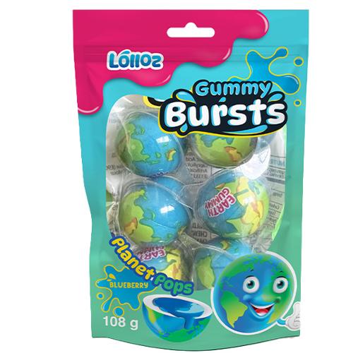 Lolloz Gummy Bursts Planet Pops Blueberry 108g