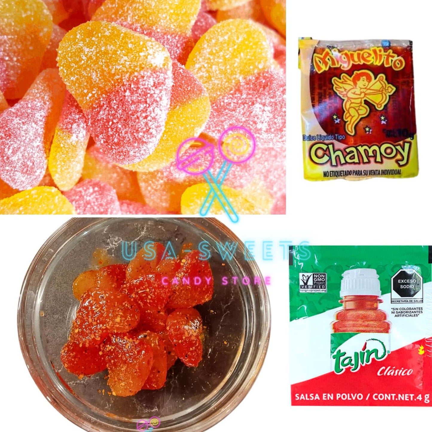 DIY Chamoy & Tajin Sour Peach Hearts Pack