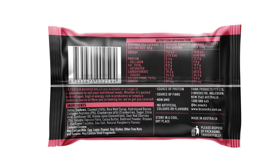 BC Snacks Berry Coconut Protein And Collagen Nourish Ball 40g