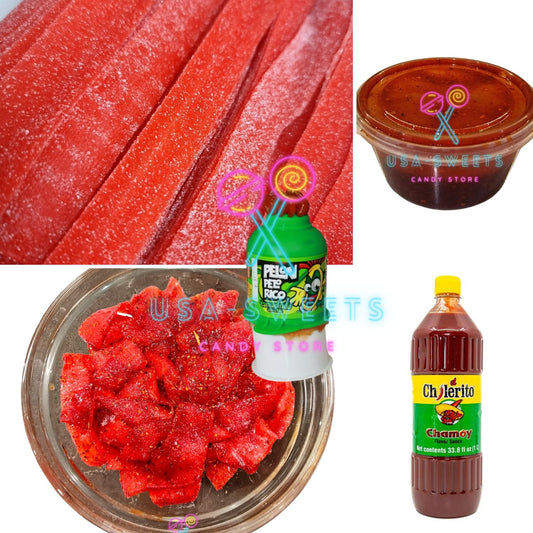 Deluxe Chamoy & Tajin Strawberry Sour Straps DIY Pack