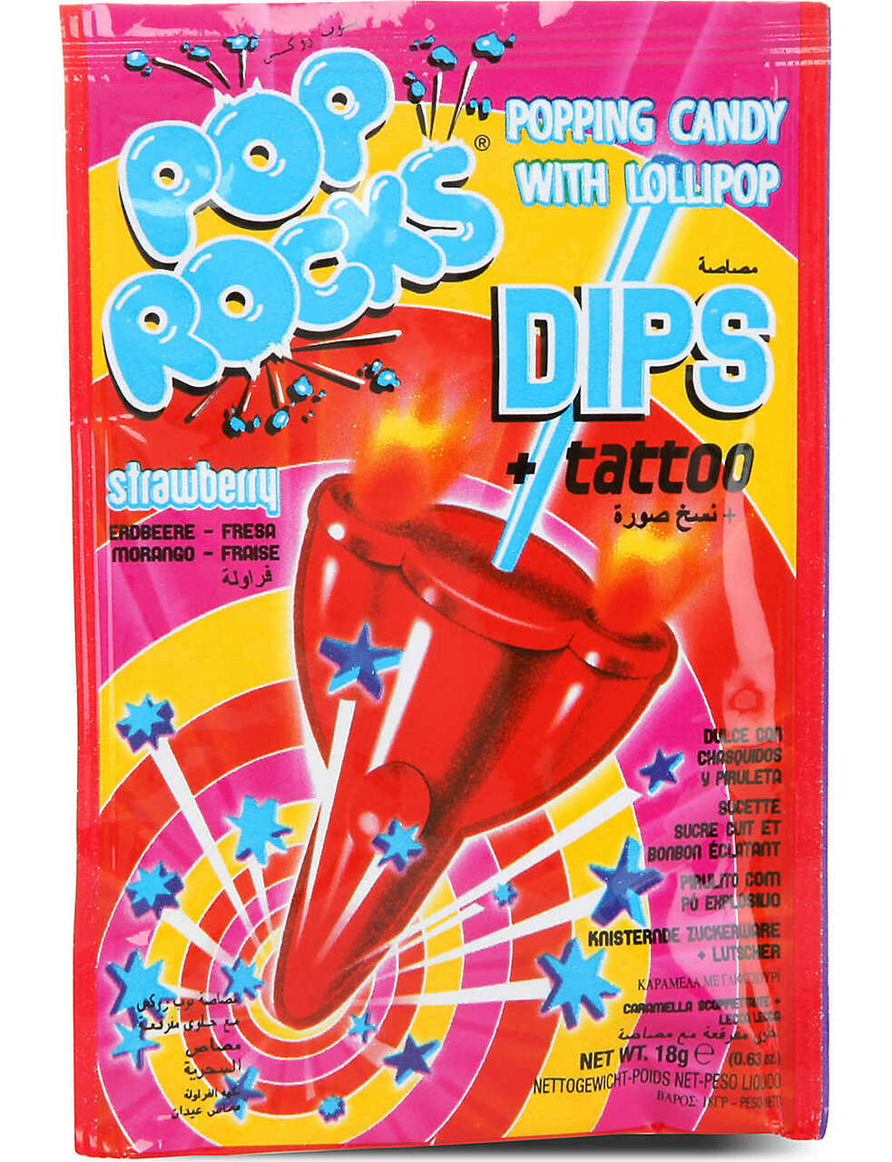 Pop Rocks Dips Strawberry + Tattoo 18g