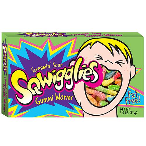 Screamin' Sour Sqwigglies Gummi Worms Theater Box 88g